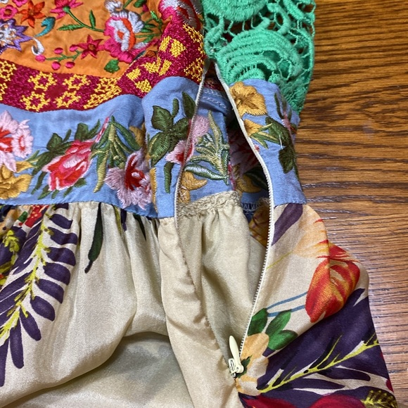 Johnny Was Silk Floral Midi Dress M Multi Colors Crochet & Embroidered Tank - Picture 8 of 12